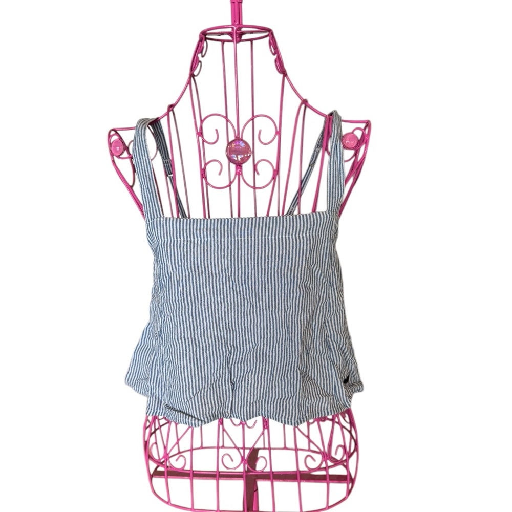 Blue and White Striped Women's Top